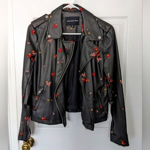 Floral Faux Leather Jacket